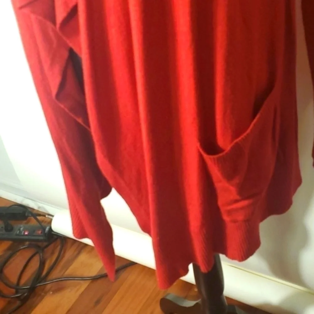 Chico's Size 2 (Large) Red Open-Front Cardigan Sweater/Jacket